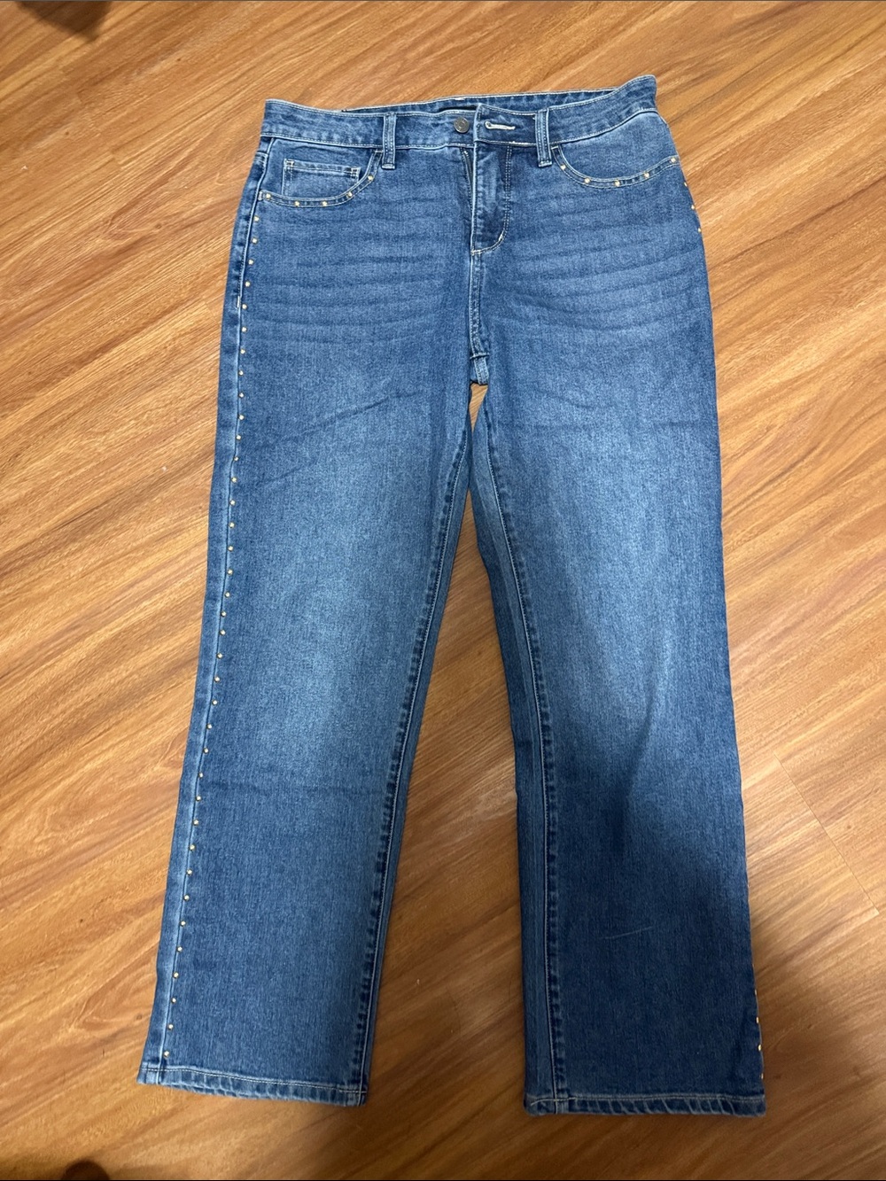 Express Blue Straight-Leg Jeans with Side Studs